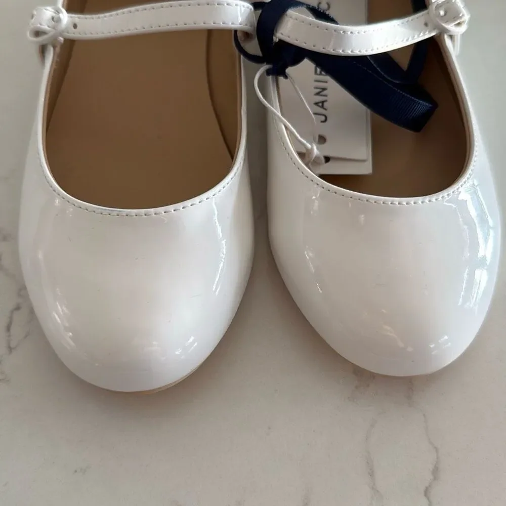 Janie and Jack Mary Jane Flat in White Size 1K